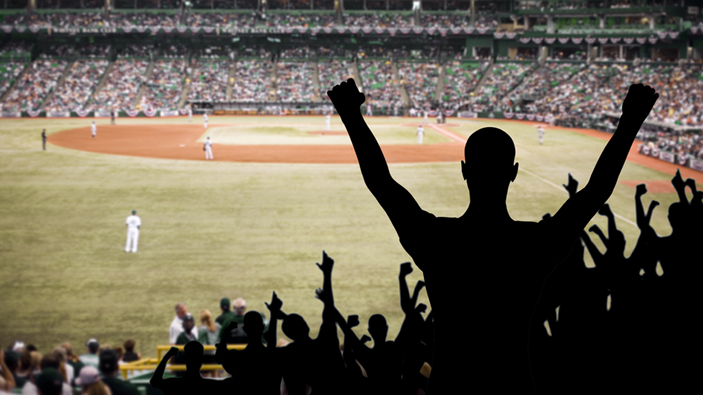 People Cheering at a Baseball Game.