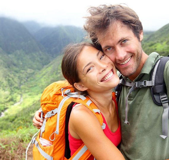 Hiking couple - Active young couple in love.