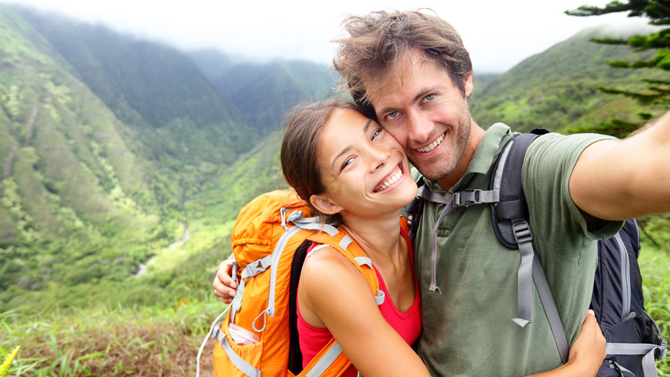 Hiking couple - Active young couple in love.