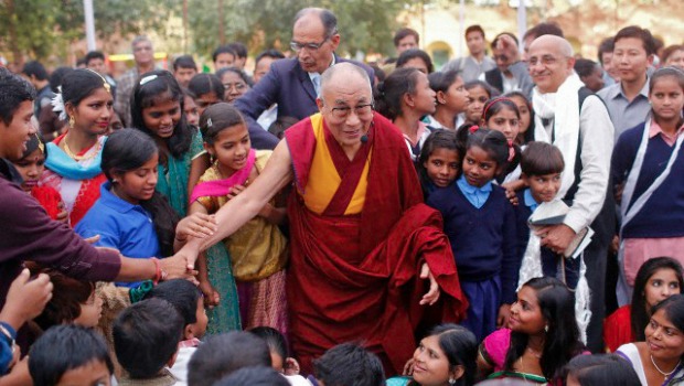 Dalai Lama with a crowd of people