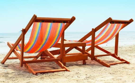 Two empty beach chairs