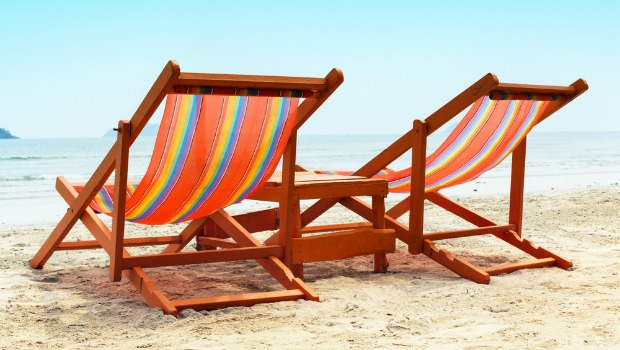 Two empty beach chairs