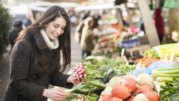 Woman at a farmers' market