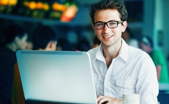 Young man with laptop