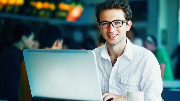 Young man with laptop