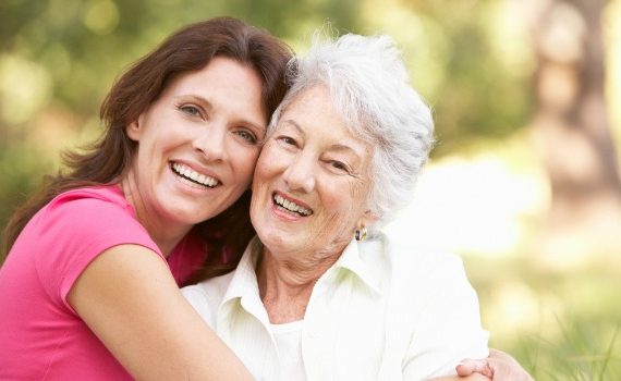 Two women embracing