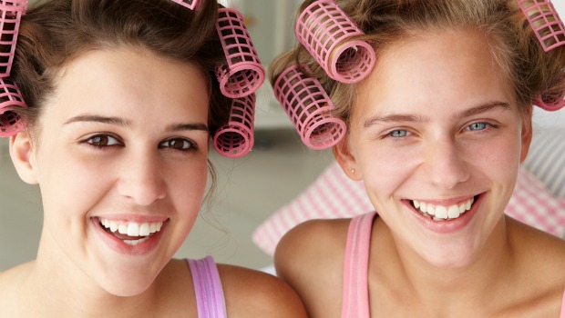 Friends in curlers