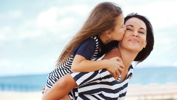 Happy mom and daughter