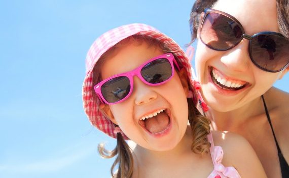 Happy mom and daughter