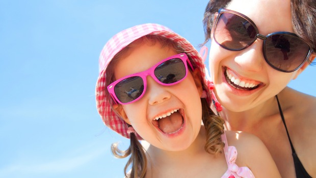 Happy mom and daughter