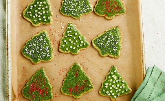 Healthy Christmas cookies on a tray.