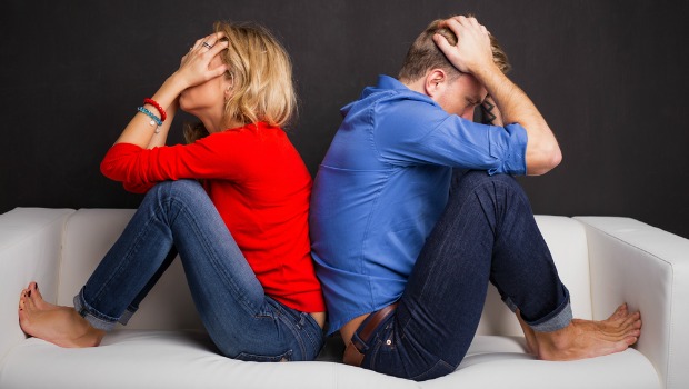 A frustrated couple having an argument.