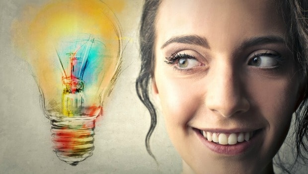 Woman with idea lightbulb