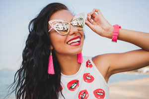 Happy woman in glasses