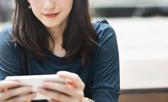 Woman looking at her phone.