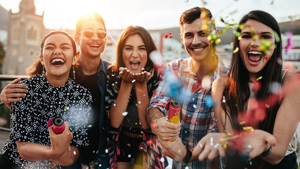 People celebrating International Day of Happiness