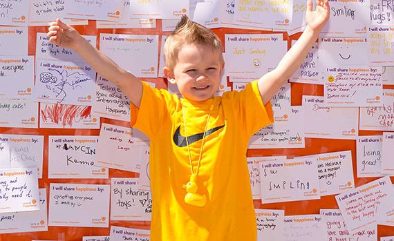 Cute boy at Happiness Wall