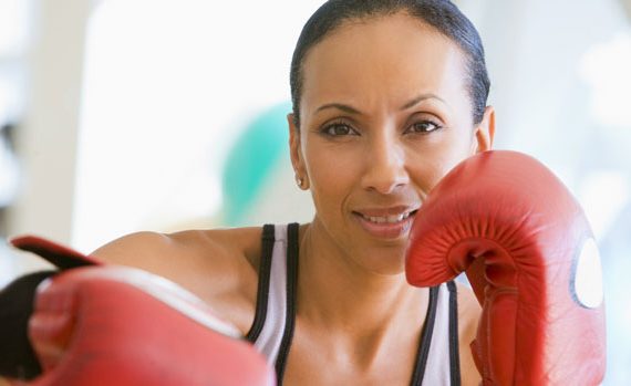 Woman with boxing gloves