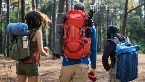 Three friends going camping.