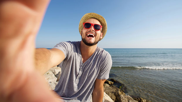 Man on vacation at the beach.