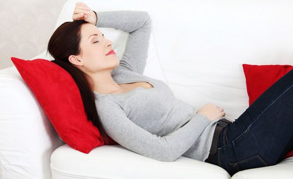 Mom relaxing on the couch.