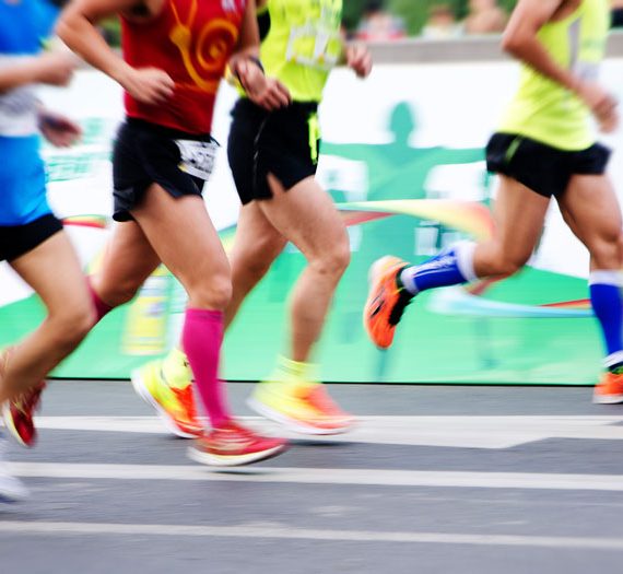 Marathoners running a race.