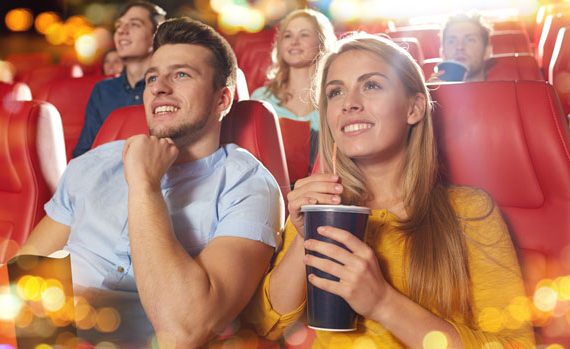 People watching a happy movie