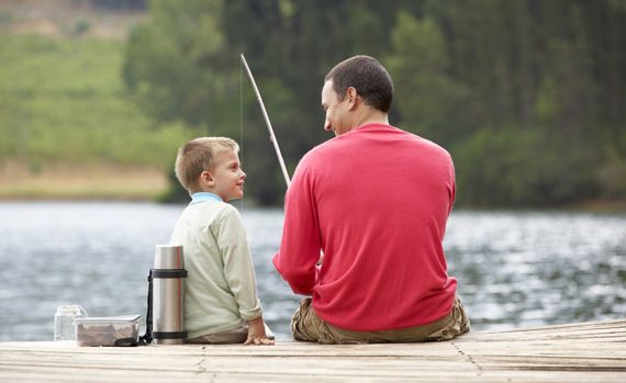 Father and son fishing.