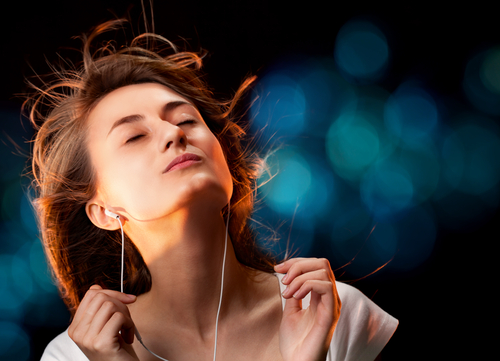 Woman listening to music