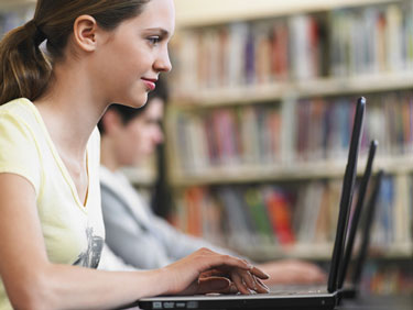 High School student at computer