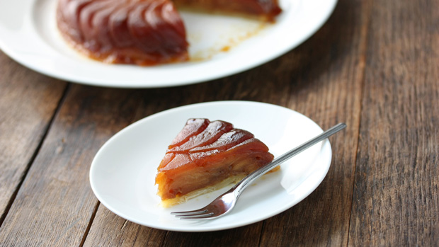 Tarte tatin slice and whole tart