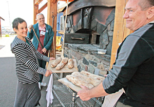 Baking bread outdoors