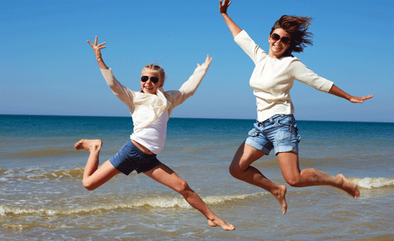 Jumping on the beach