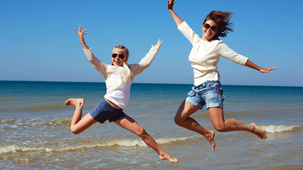 Jumping on the beach