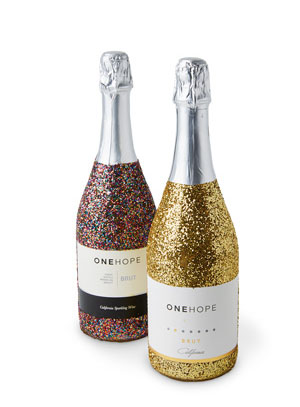 Sparkly wine bottles