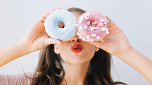 Woman with donuts