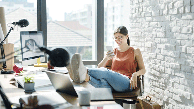 Happy woman at work