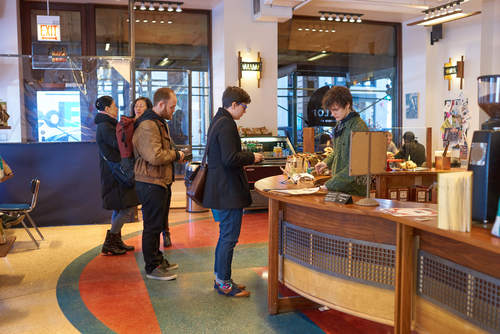 Line at the coffee shop