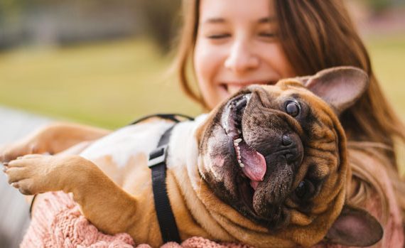 Woman with her bulldog