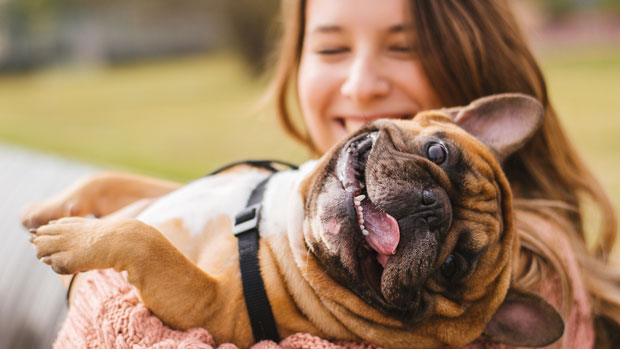 Woman with her bulldog