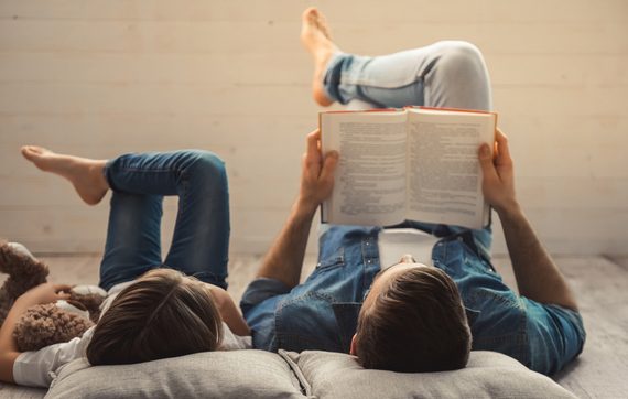 dad and son reading books