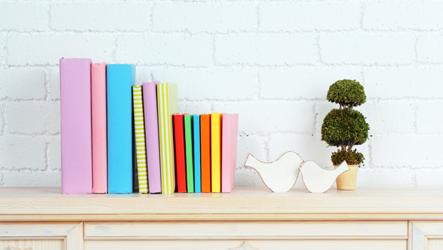 Colorful books on shelf