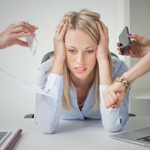 overwhelmed business woman, stress